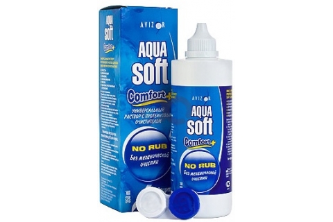 Раствор Aquasoft Comfort Plus фл. 120мл с протеиновой очисткой д/ухода за конт. линзами+контейнер д/(Испания/Avizor S.A.)