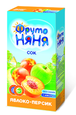 Фрутоняня сок яблочно-персиковый с мякотью 0,2л  (Россия/ОАО Прогресс)
