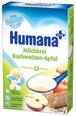Каша Хумана гречневая/молоко/яблоко 250г с 4-х месяцев (Германия/ХУМАНА ГМБХ)
